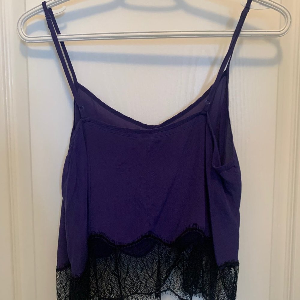 Aritzia Wilfred "Chimere" purple lace-trimmed silk cami (size M) - Picture 3 of 7